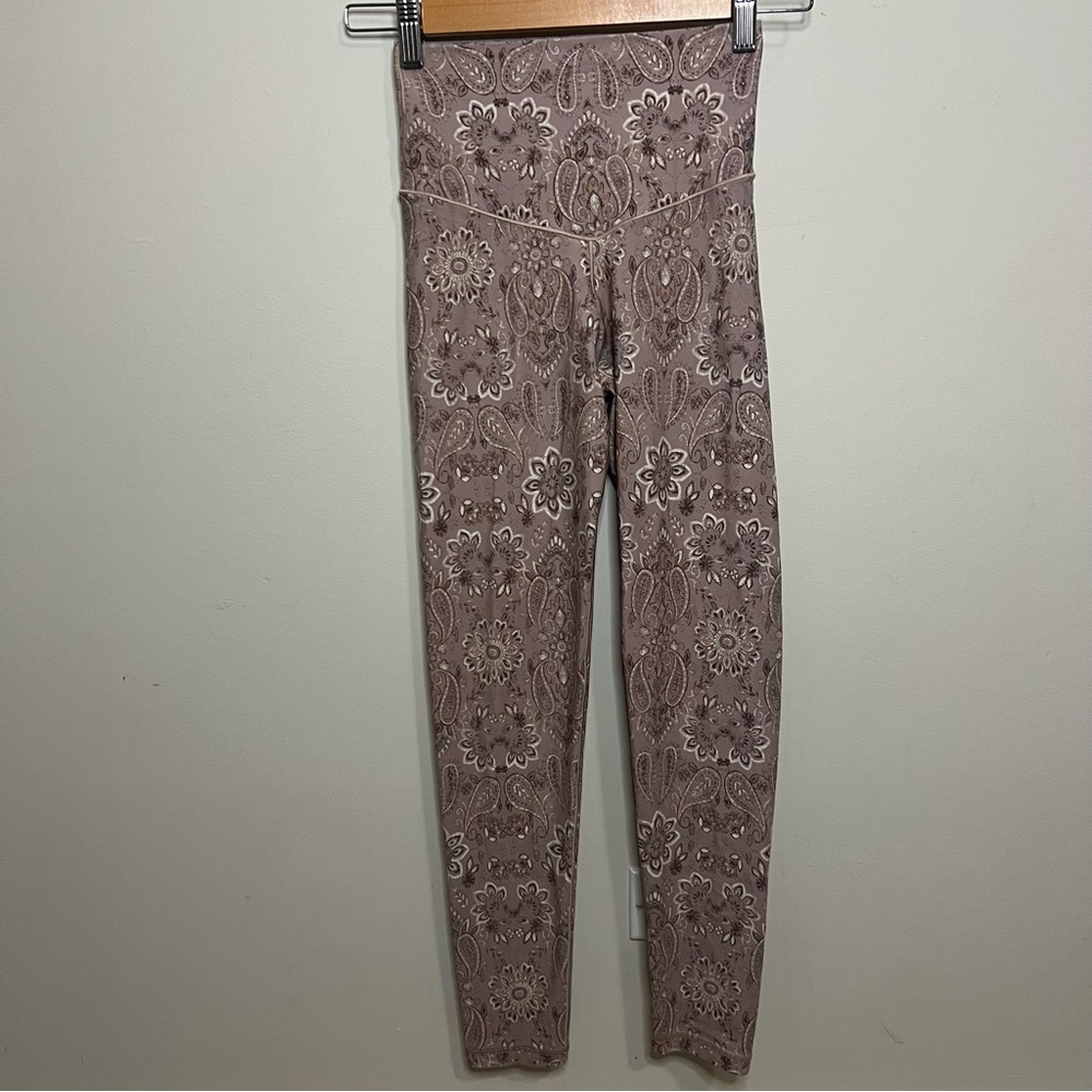 Aerie Taupe Floral Leggings Yoga Fitness Active Workout Paisley Mauve Elevated